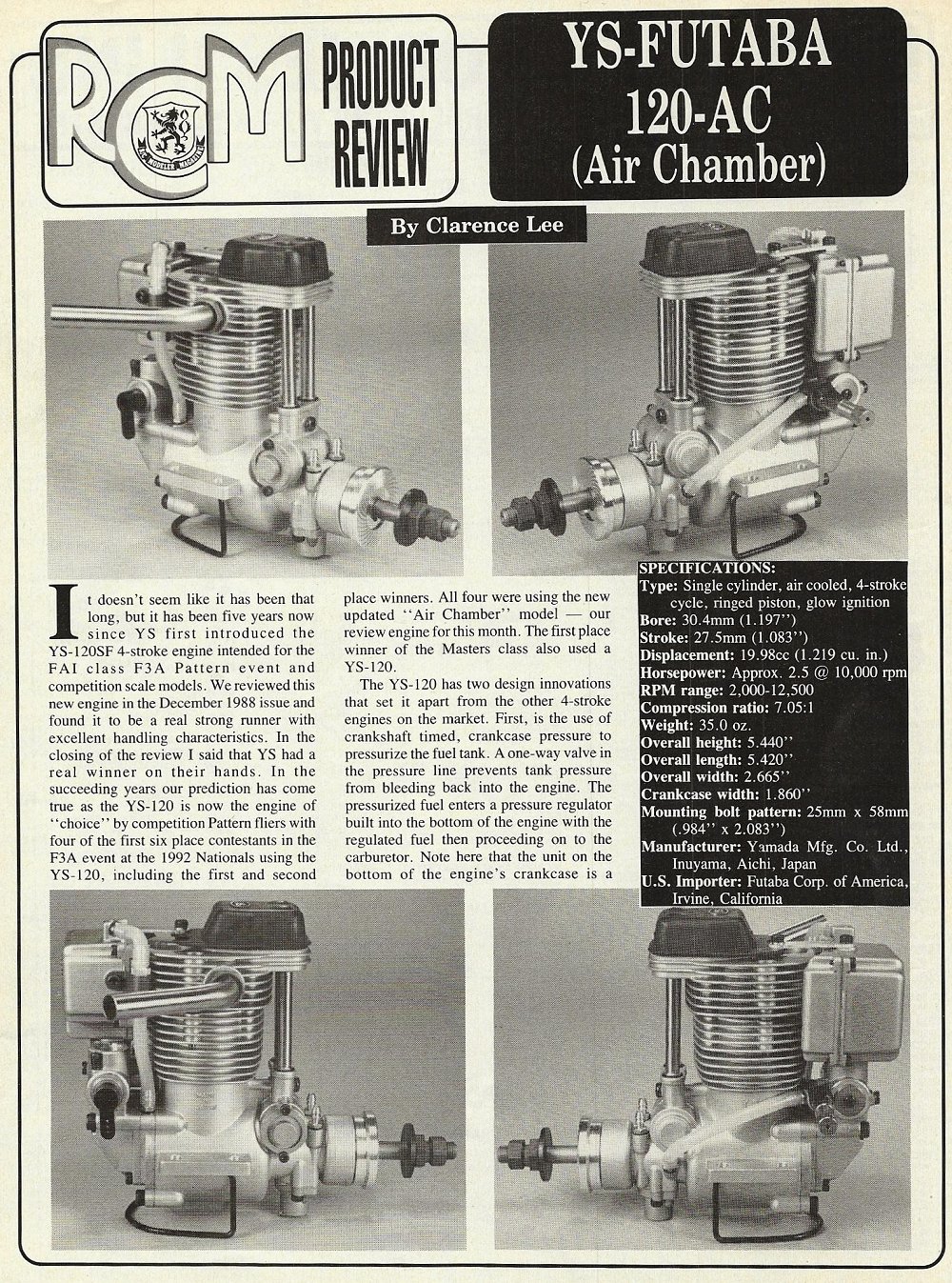 YS F-120 AC FOUR CYCLE エンジン YS 120-AC